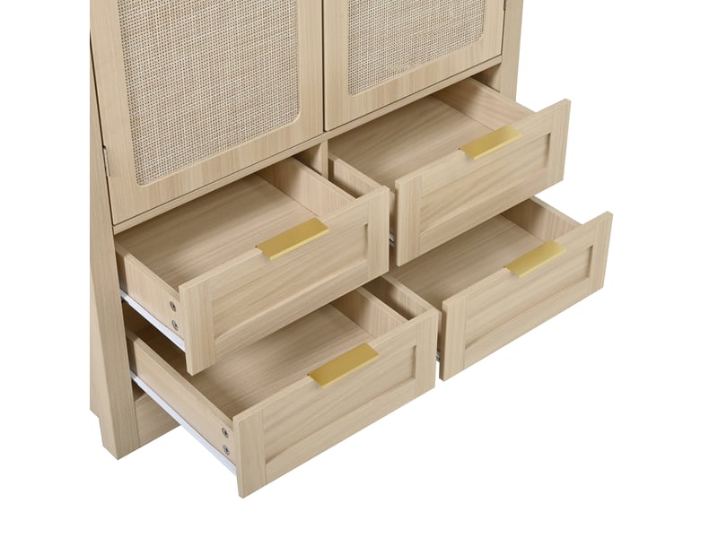 Armoire penderie 80x50x180 cm - grand rangement - avec tiroirs - mdf - pour chambre - garde-robe - mobilier fonctionnel - chêne CozyNest - Conforama E