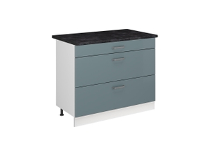Vicco meuble cuisine, bleu-grisblanc, 100cm plan de travail anthracite