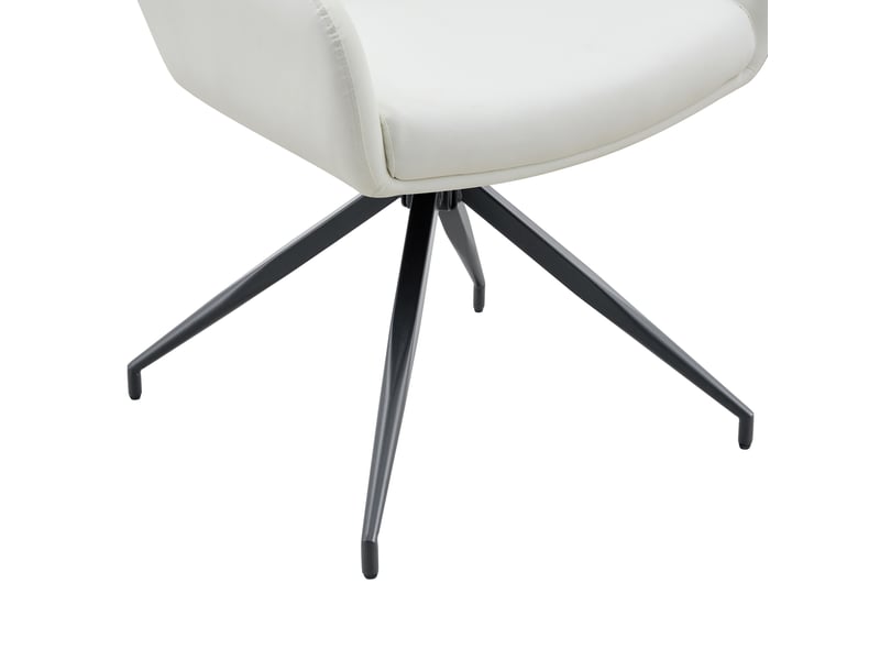  Lot de 2 chaises de bureau pivotantes 74,5x56x51,5 cm 360° métal et pu blanc et noir  - Conforama D