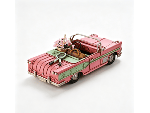 Figurine voiture vintage home esprit rose menthe 26 x 11 x 9 cm