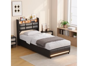 Lit simple 90x200 cm <strong>SHOPENTRA</strong>  <strong></strong> coloris noir