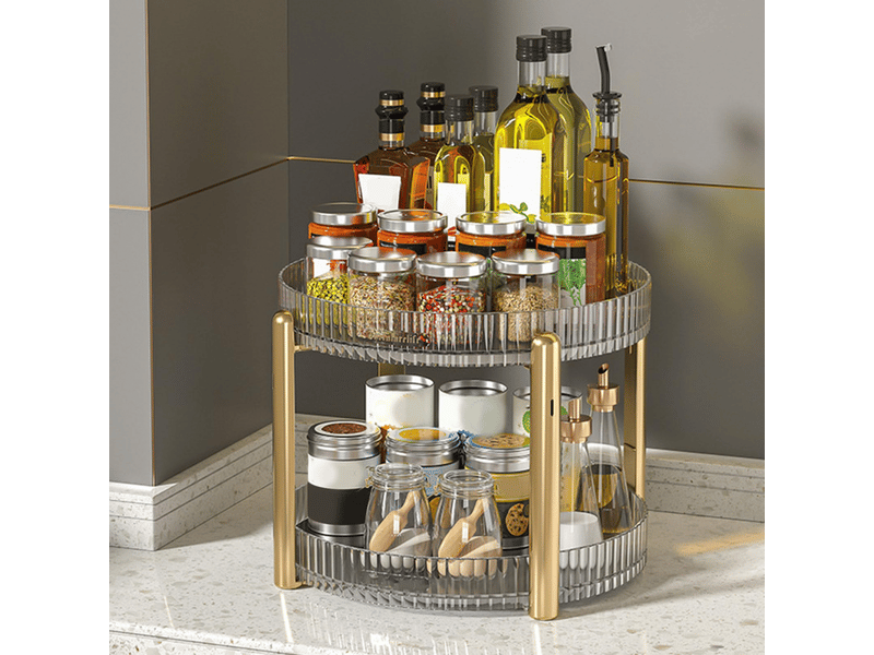 Support de rangement transparent à 2 niveaux pour maquillage, organiseur de comptoir multifonctionnel pour cosmétiques, pour la maison et la chambre - Conforama C