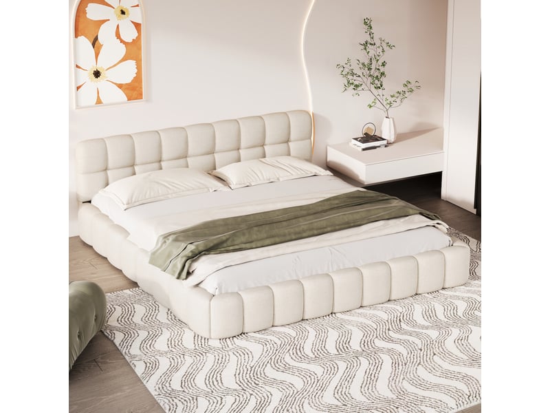  Lit 2 places 160x200 cm coloris beige  - Conforama E