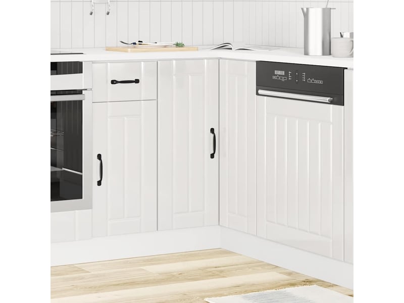 Armoire d'angle de cuisine lucca blanc brillant bois ingénierie - Conforama C