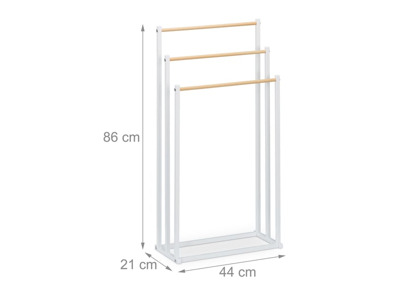  Porte-serviettes à 3 barres pratique pour salle de bain 86 x 44 x 21 cm en fer noir 13_0016434  - Conforama A