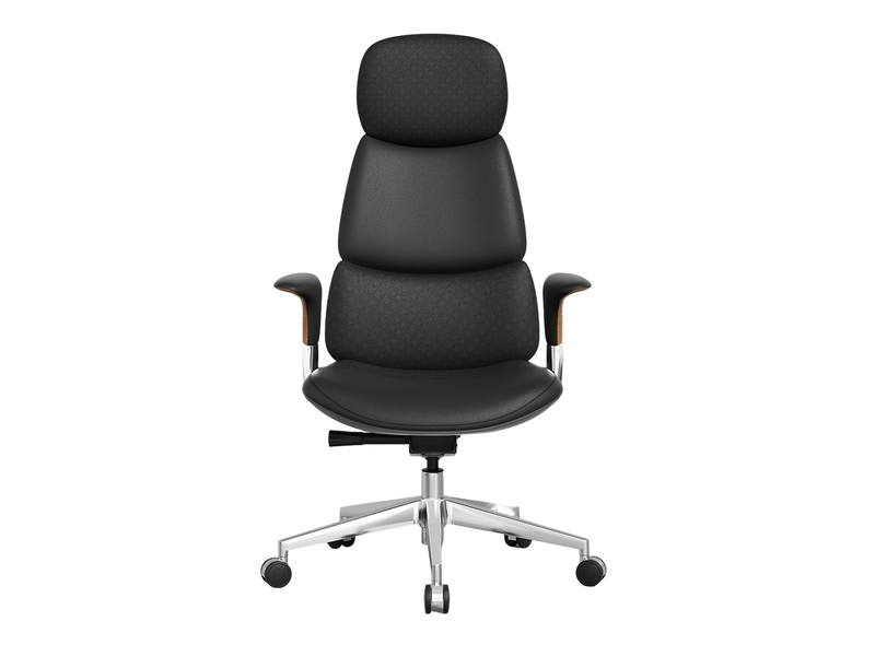 Chaise de bureau 70x66x114 cm noir et marron, revêtement italien, inclinaison verrouillable à 135 degrés - Conforama A