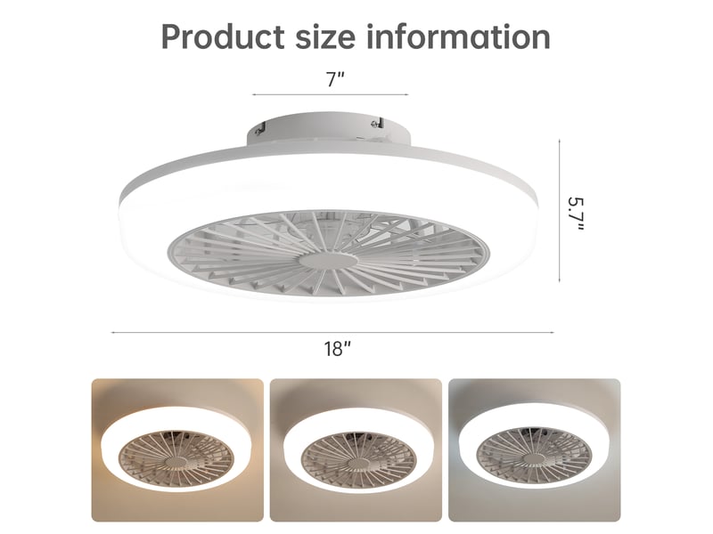 Ventilateur de plafond led 46 cm, blanc, moteur dc silencieux, télécommande, abs - Conforama C