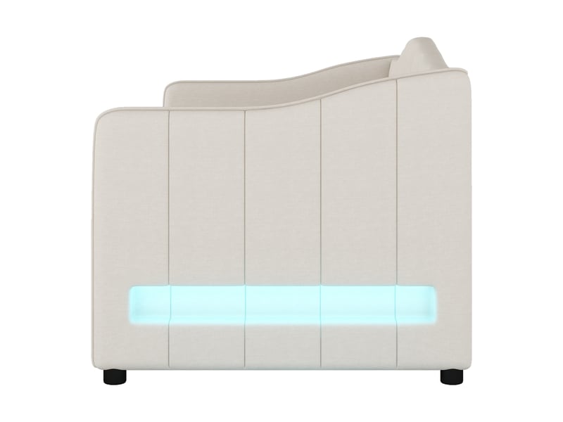  Lit gigogne 90x200 banquette lit en lin beige avec éclairage led app  - Conforama R