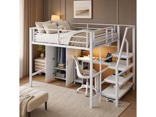 Lit mezzanine 140x200 cm <strong></strong>  <strong></strong> coloris blanc
