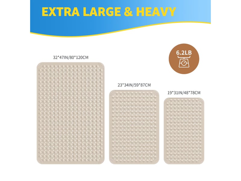  Tapis de douche en tpe à ventouses - 31 x 19 pouces - beige  - Conforama B