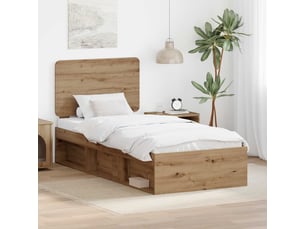 Lit adulte, lit simple, cadre de lit chêne artisan 90x200cm bois de pin massif cf5630