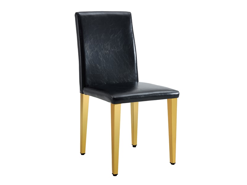 Lot de 6 chaises de salle à manger design, simili cuir noir et pieds métal dorés brillants, style luxe léger européen pour salle à manger et salon - Conforama A