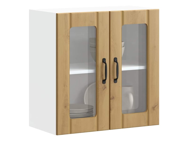  Armoire murale de cuisine avec porte vitrée lucca chêne artisanal bois d'ingénierie  - Conforama B