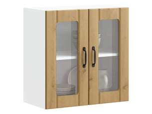 Armoire murale de cuisine avec porte vitrée lucca chêne artisanal bois d'ingénierie