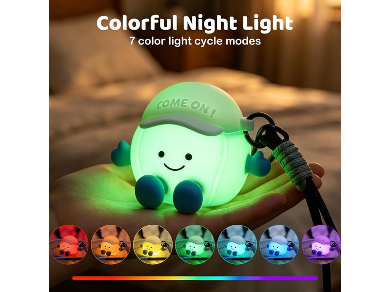  Veilleuse led ballon de tennis pour enfants, lampe rgb à 7 couleurs, rechargeable usb, tactile et à intensité réglable  - Conforama C