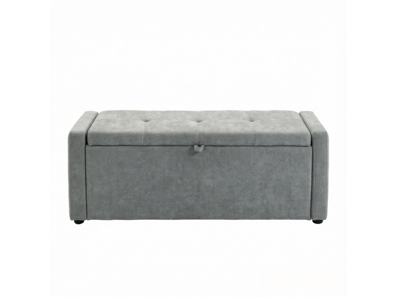  Banc coffre de rangement capitonné en tissu gris clair 122 x 48 x 44 cm T5828P555063 - Conforama A