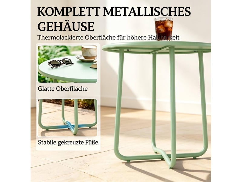  Table basse d’extérieur ronde en métal vert – ø 48 x h 51 cm  - Conforama D