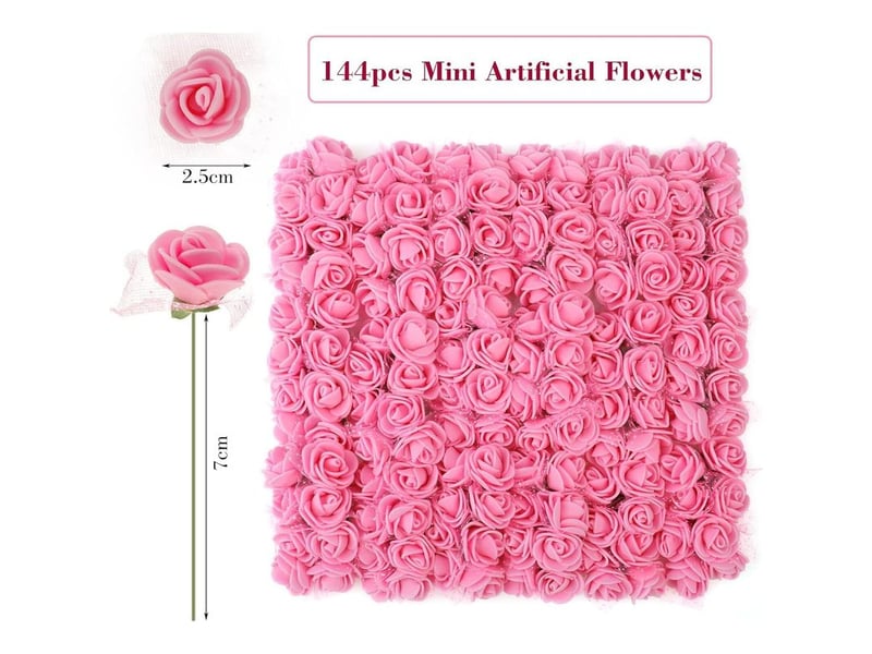  Lot de 144 fleurs artificielles pour le bricolage, petites fleurs artificielles, mini fleurs de roses pour mariage, barrettes à cheveux, bandeaux, accessoires de décoration, fabrication à faire  - Conforama C