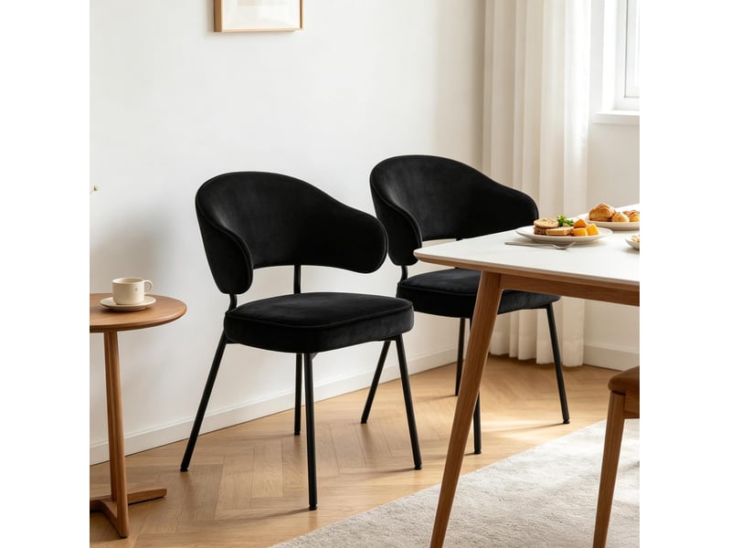  Chaise de salle à manger 47x50x83,5 cm avec accoudoirs métal noir  - Conforama C