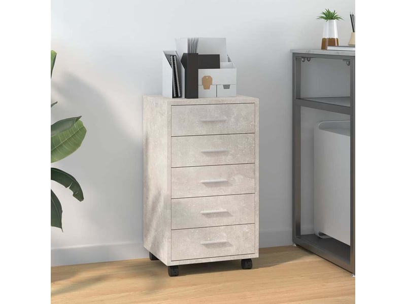  Armoire de rangement bureau, armoire à tiroirs avec roulettes gris béton bois d'ingénierie  - Conforama B