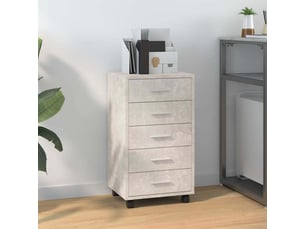 Armoire de rangement bureau, armoire à tiroirs avec roulettes gris béton bois d'ingénierie