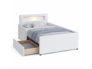Lit avec rangement 90x200 cm ULQENI   coloris blanc