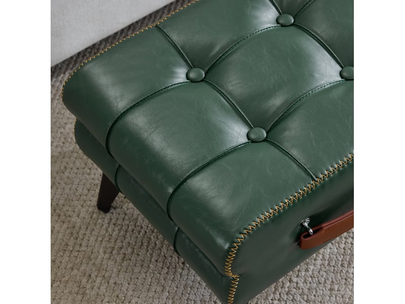  Pouf 43x33x30 cm portable en polyuréthane (pu) vert  - Conforama D