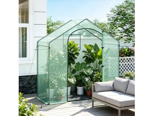 Serre de jardin en polyéthylène vert 200 x 80 x 200 cm avec porte zippée enroulable et fenêtre ouvrable
