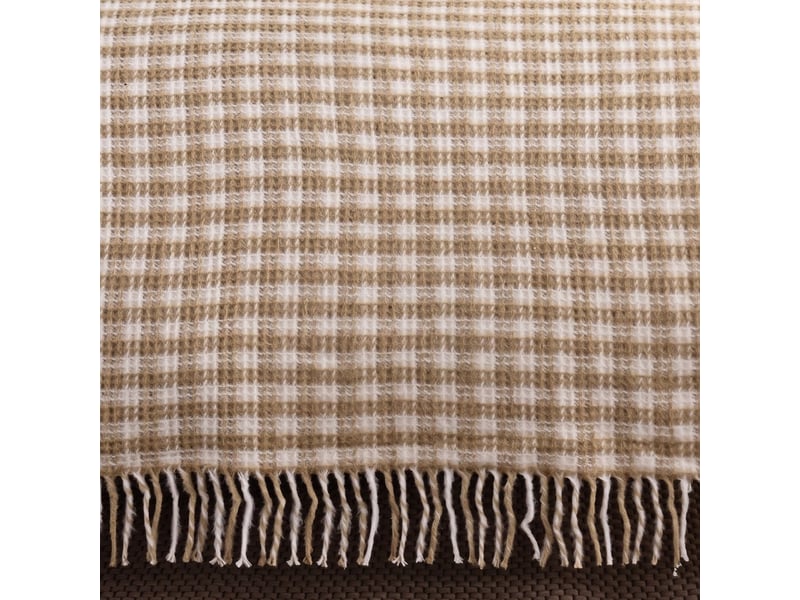 Couverture double en coton avec franges 220 x 180 ekose b - beige - Conforama C