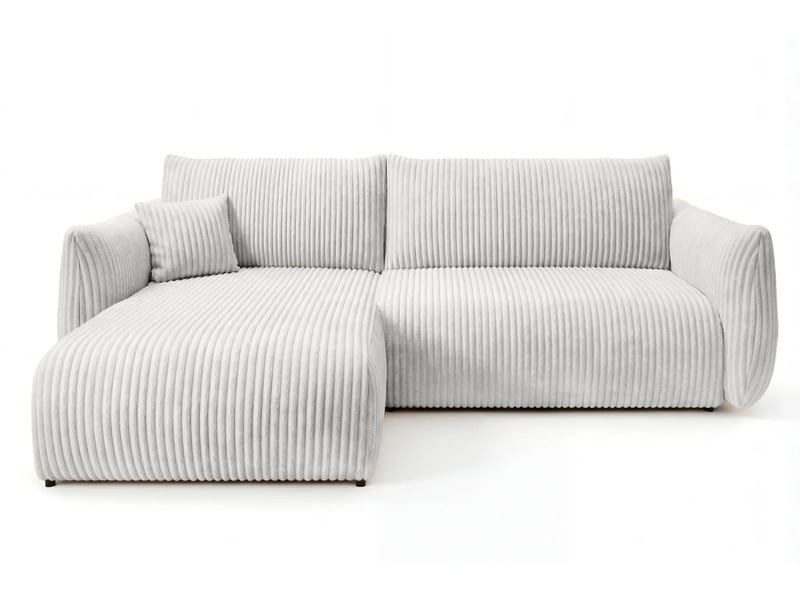  Elio - canapé d'angle convertible gros velours côtelé 4 places blanc  - Conforama A