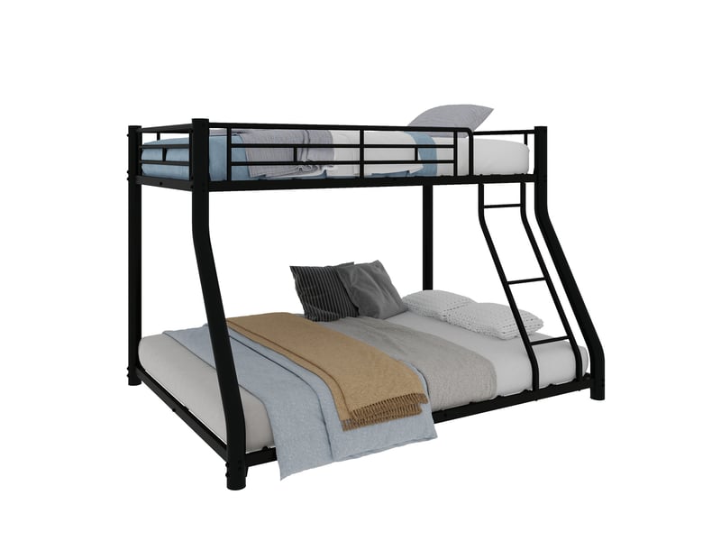  Lit superposé métal 90 x 190140 x 190 cm, avec 2 couchages, échelle et barrières de sécurité, noir  - Conforama A