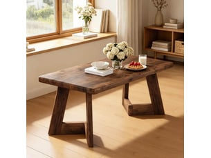 Table basse rectangulaire 120x60x51 cm style campagne panneau de particules brun rustique