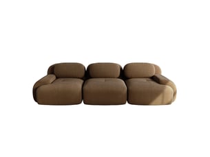 Canapé d'angle 3 places en cordstoff marron, modulable sans montage pour salon et chambre