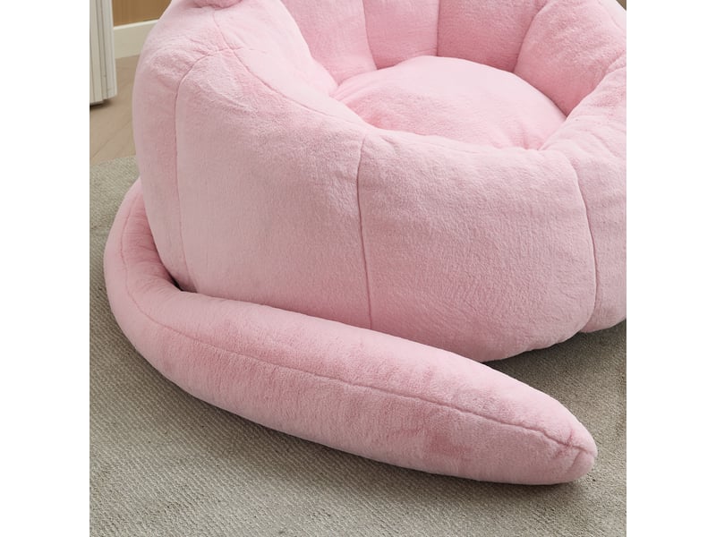  Pouf poire pour adulte en tissu peluche rose W3495P491914 - Conforama E