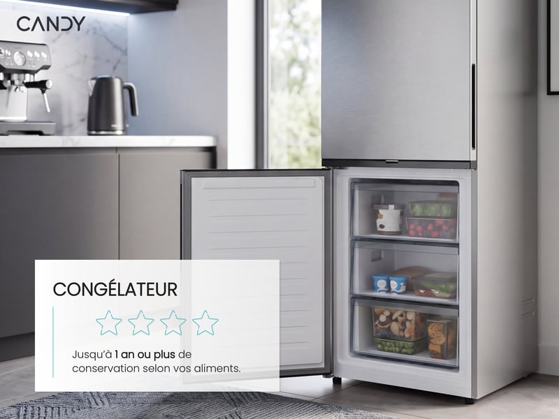 Réfrigérateur combiné (congél en bas) CANDY CNCQ2T618DX - Conforama J