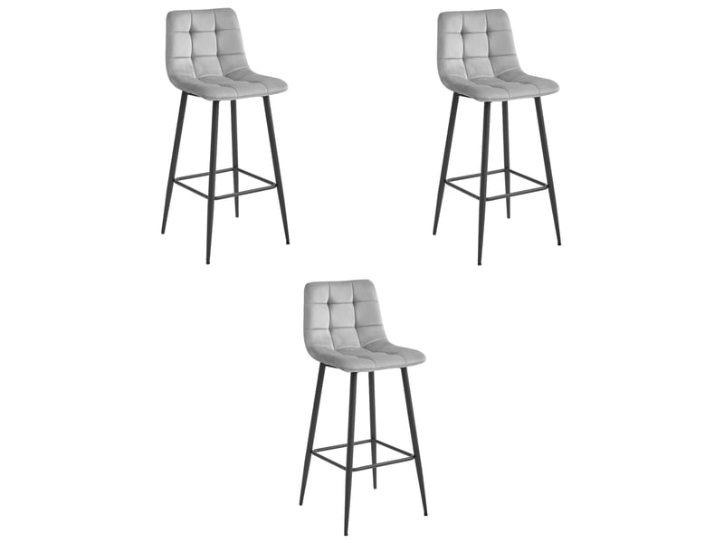 Family hoker arceto - velours gris argenté pieds noirs x 3  - Conforama A