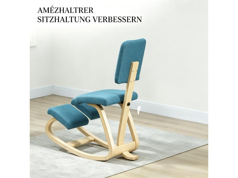 Chaise agenouillée ergonomique avec dossier, siège correcteur de posture pour bureau - Conforama E
