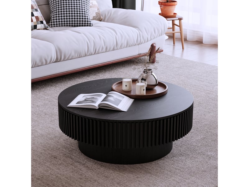Table basse ronde 75 x 75 cm en bois massif et mdf - Conforama B