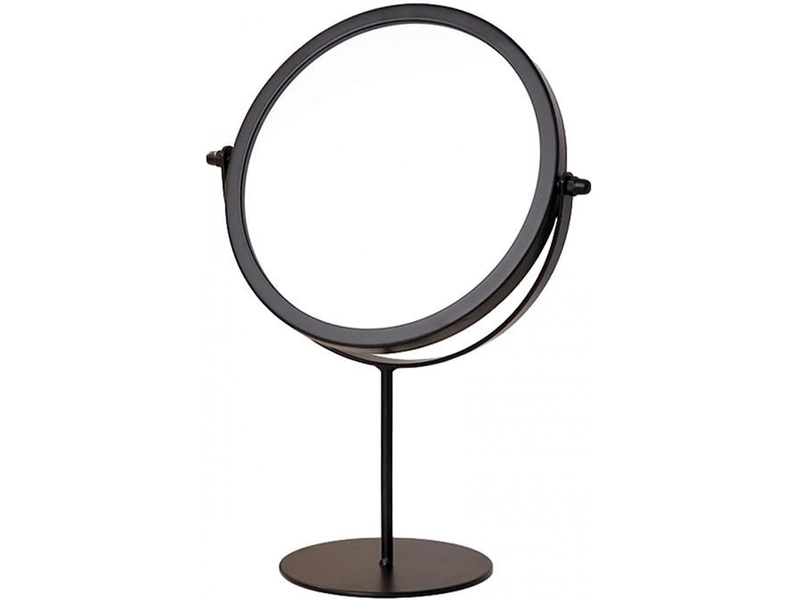 Miroir de bureau, miroir de maquillage, miroir sur pied, angle réglable, fond rond (noir) - Conforama A