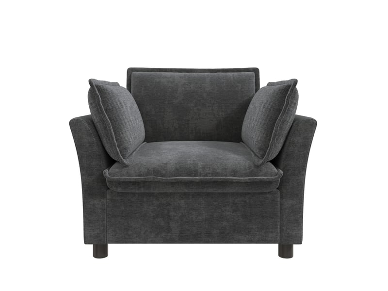 Fauteuil relax 1 place 90x81x87 cm, accoudoirs courbés, coussins amovibles, assise à ressorts, chenille gris - Conforama A