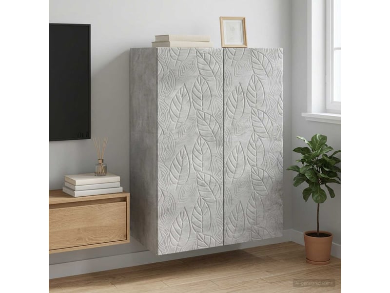  Armoire murale salon 66x34,5x90cm bois d'ingénierie gris béton shl7020  - Conforama B