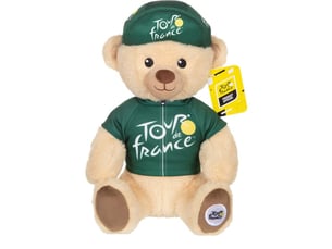 Peluche ours tour de france 24 cm maillot vert sprinteur et casquette
