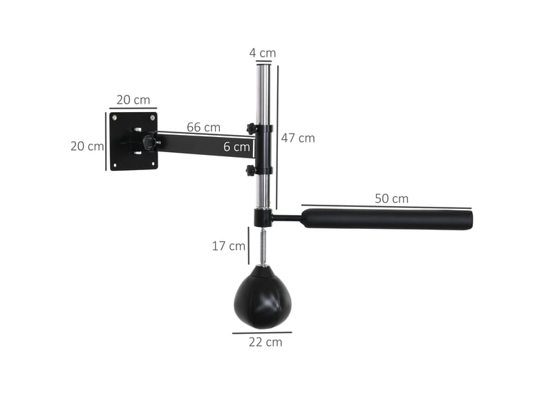 Support de boxe mural pliable avec speedball et barre de réaction 360°, hauteur réglable, pour entraînement adulte - Conforama C