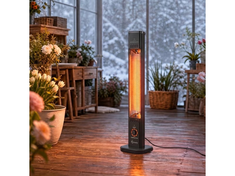  Chauffage infrarot 2000w radiateur extérieur sur pied avec télécommande et minuterie  - Conforama W