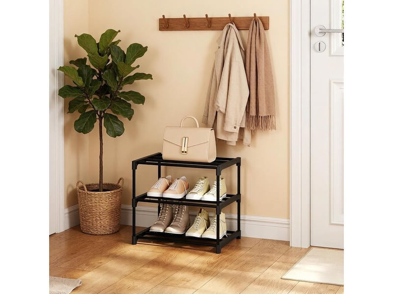  Étagère à chaussures 3 niveaux en métal noir 42 x 30 x 37 cm T5828P514024 - Conforama E