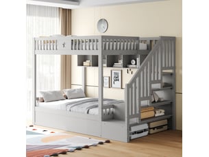 Lit avec rangement 140x200 cm MEUBLIV coloris gris