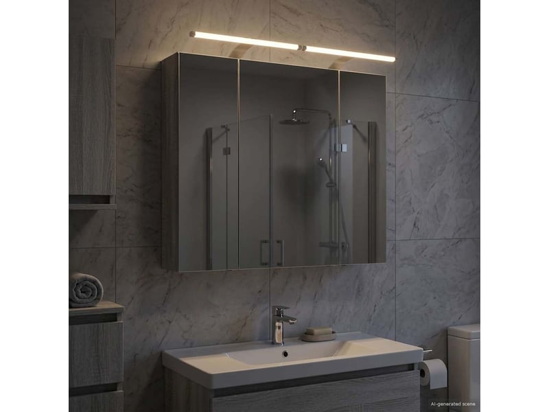  Armoire miroir salle de bain, meuble de rangement gris sonoma 80x14.5x70 cm  - Conforama B