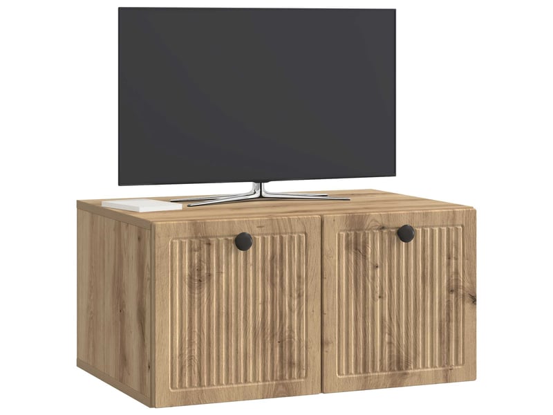  Meuble tv - banc tv - meuble de rangement mural 59,5 x 41 x 30 cm chêne artisanal  - Conforama C