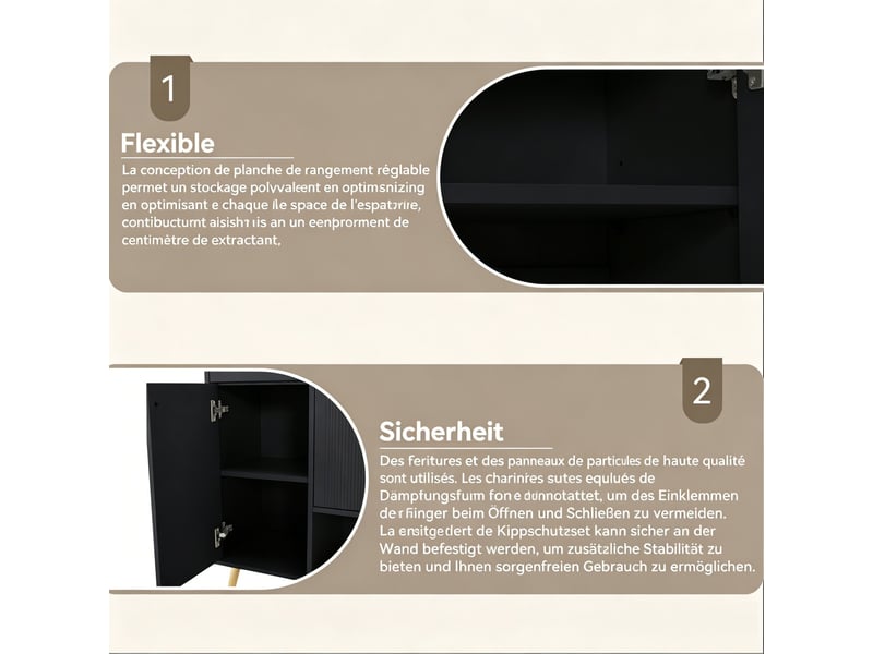  Meuble à chaussures moderne – avec 1 tiroir et 4 portes, armoire pour entrée et salon – noir BrimViber - Conforama D