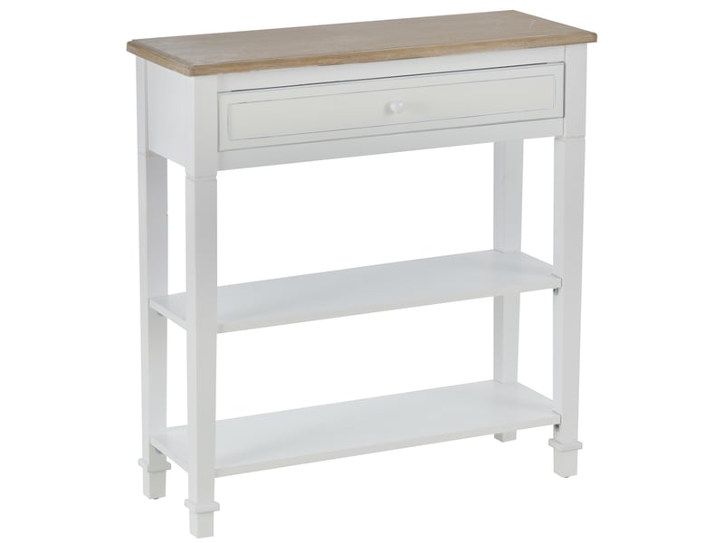  Console avec 2 étagères et un tiroir pour entréesalon, 75,6 x 27,5 x 80,5 cm, blanche  - Conforama B